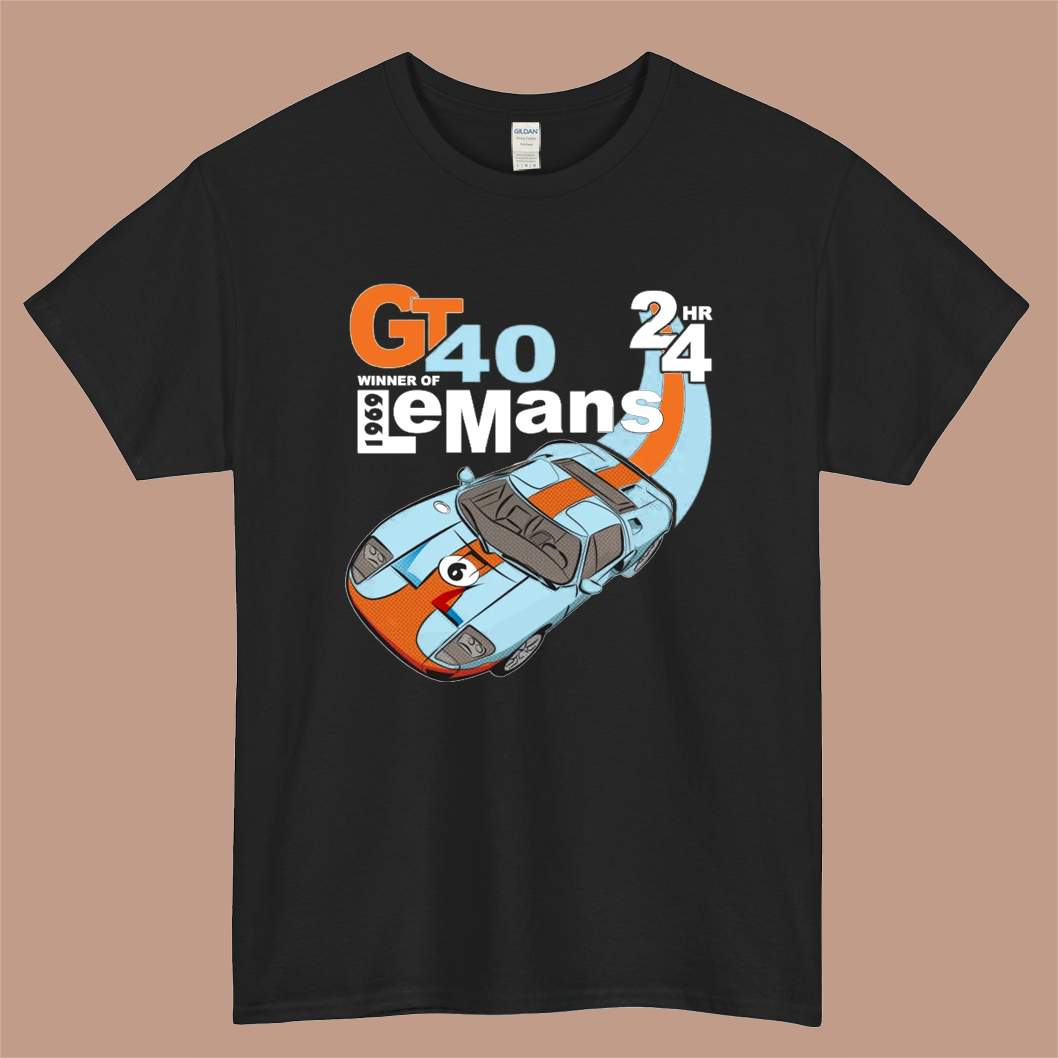 NEW Classic Ford GT40 Logo Mens Unisex Short Sleeve Black T-Shirt Size S-3XL