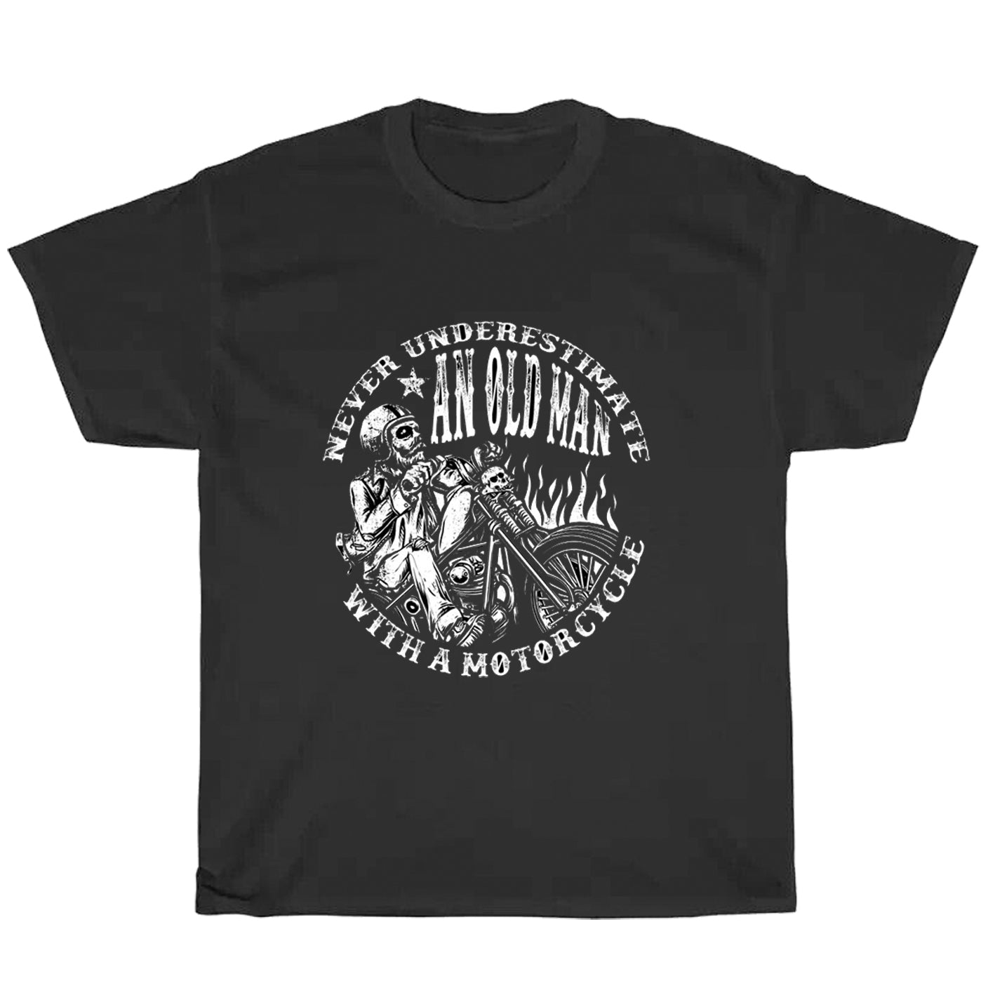 Never Underestimate An Old Man With A Motorcycle Logo Men's Unisex T Shirt Size S to 3XL