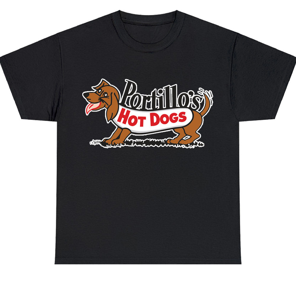 New Portillo's Hot Dog Logo Men's Unisex T Shirt Size S to 3XL