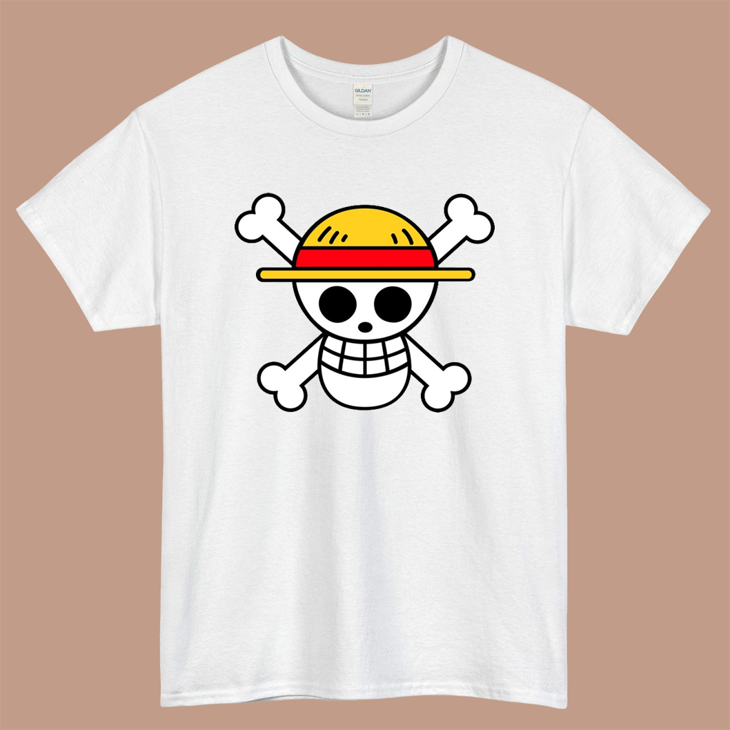 One Piece Flag Logo Mens Unisex Short Sleeve White T-Shirt Size S-3XL