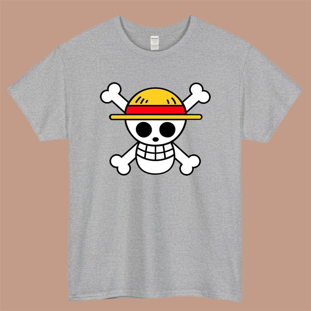 One Piece Flag Logo Mens Unisex Short Sleeve Gray T-Shirt Size S-3XL