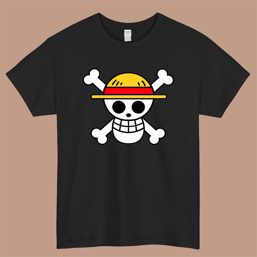 One Piece Flag Logo Mens Unisex Short Sleeve Black T-Shirt Size S-3XL