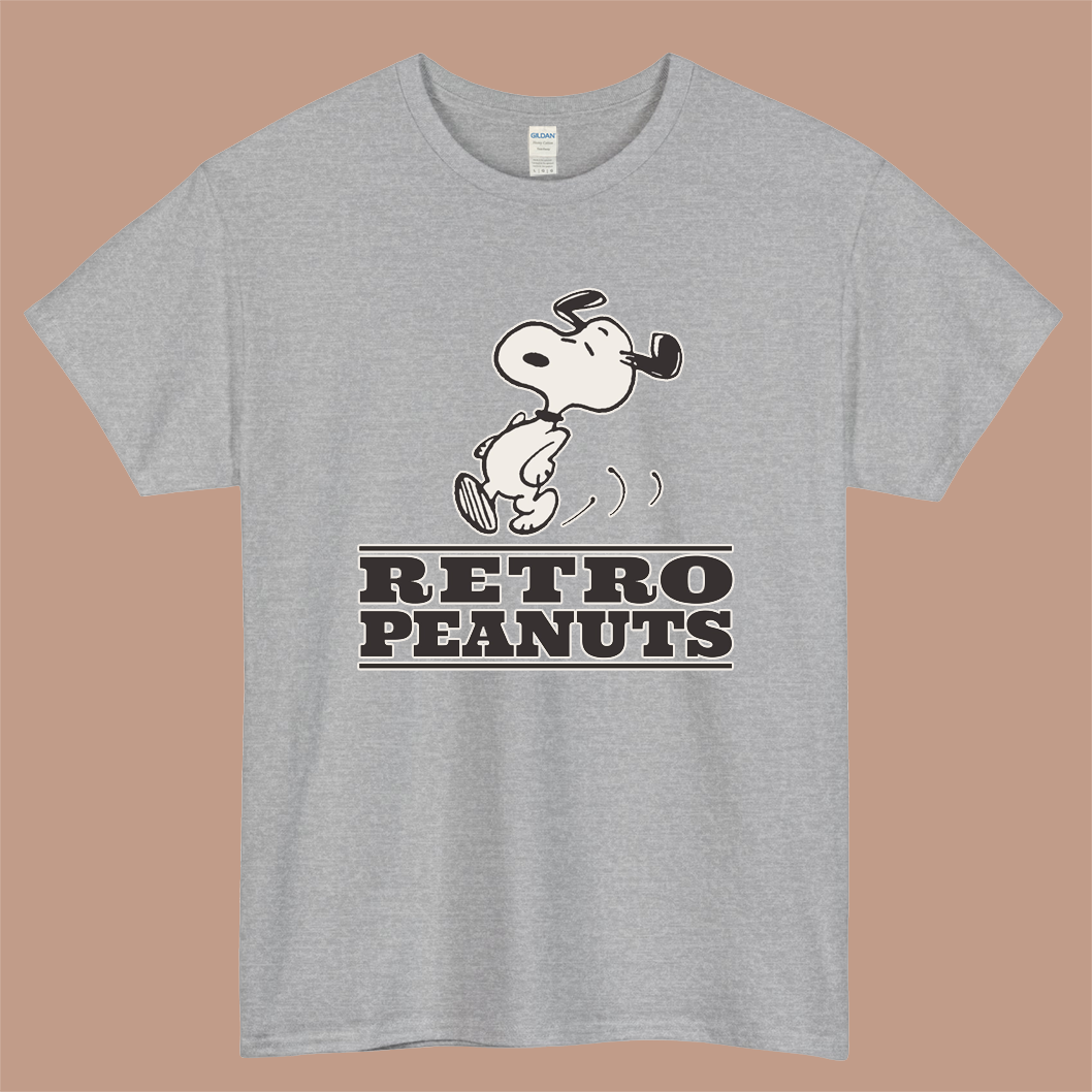 PEANUTS UT Logo Mens Unisex Short Sleeve Gray T-Shirt Size S-3XL