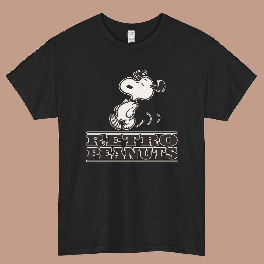 PEANUTS UT Logo Mens Unisex Short Sleeve Black T-Shirt Size S-3XL
