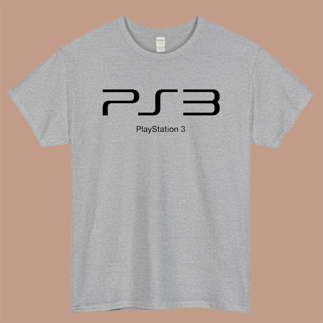 PlayStation 3 Logo Mens Unisex Short Sleeve Gray T-Shirt Size S-3XL