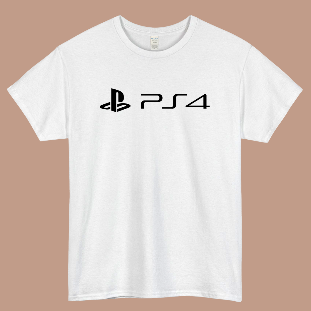 PlayStation 4 Logo Mens Unisex Short Sleeve White T-Shirt Size S-3XL