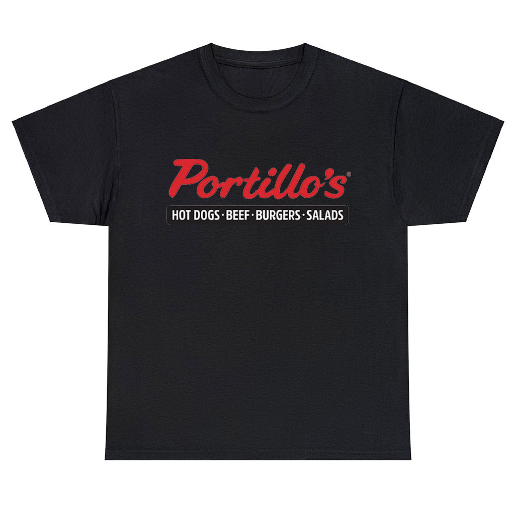 Portillo's Hot Dog Food Logo Unisex Men's T Shirt Size S to 3XL