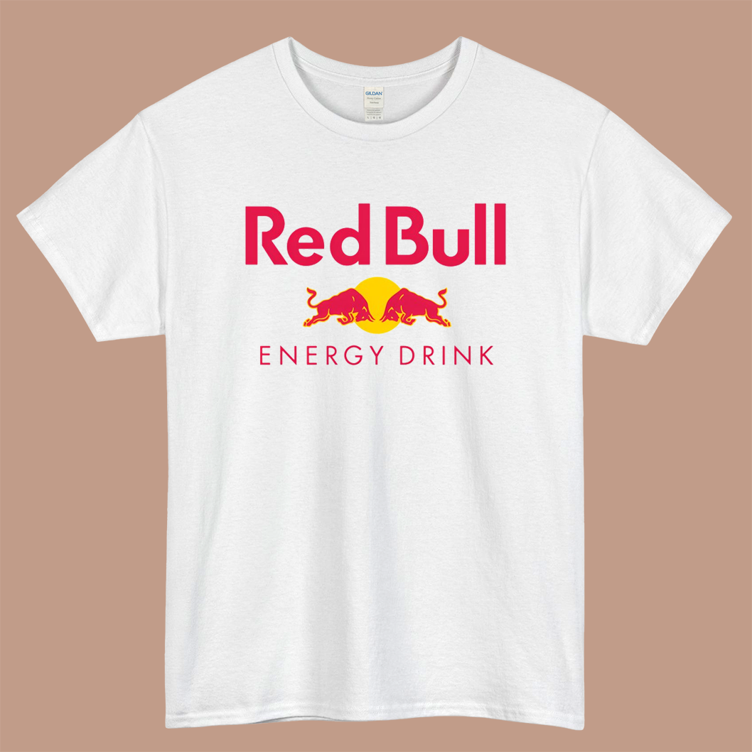 Red Bull Energy Drink Logo Mens Unisex Short Sleeve White T-Shirt Size S-3XL