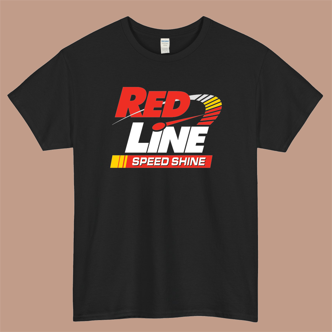 RedLine Speed Shine Logo Mens Unisex Short Sleeve Black T-Shirt Size S-3XL