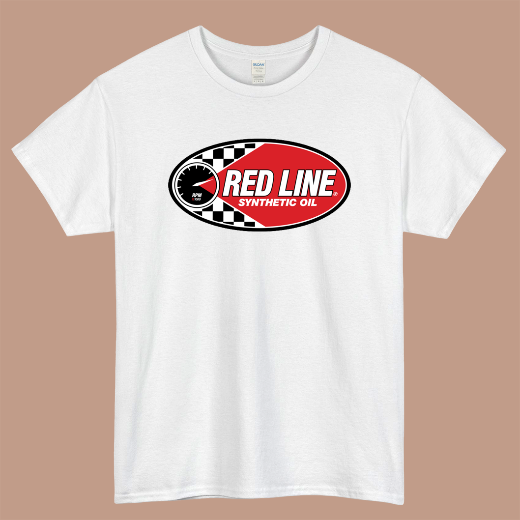 RedLine Synthetic Oil Logo Mens Unisex Short Sleeve White T-Shirt Size S-3XL