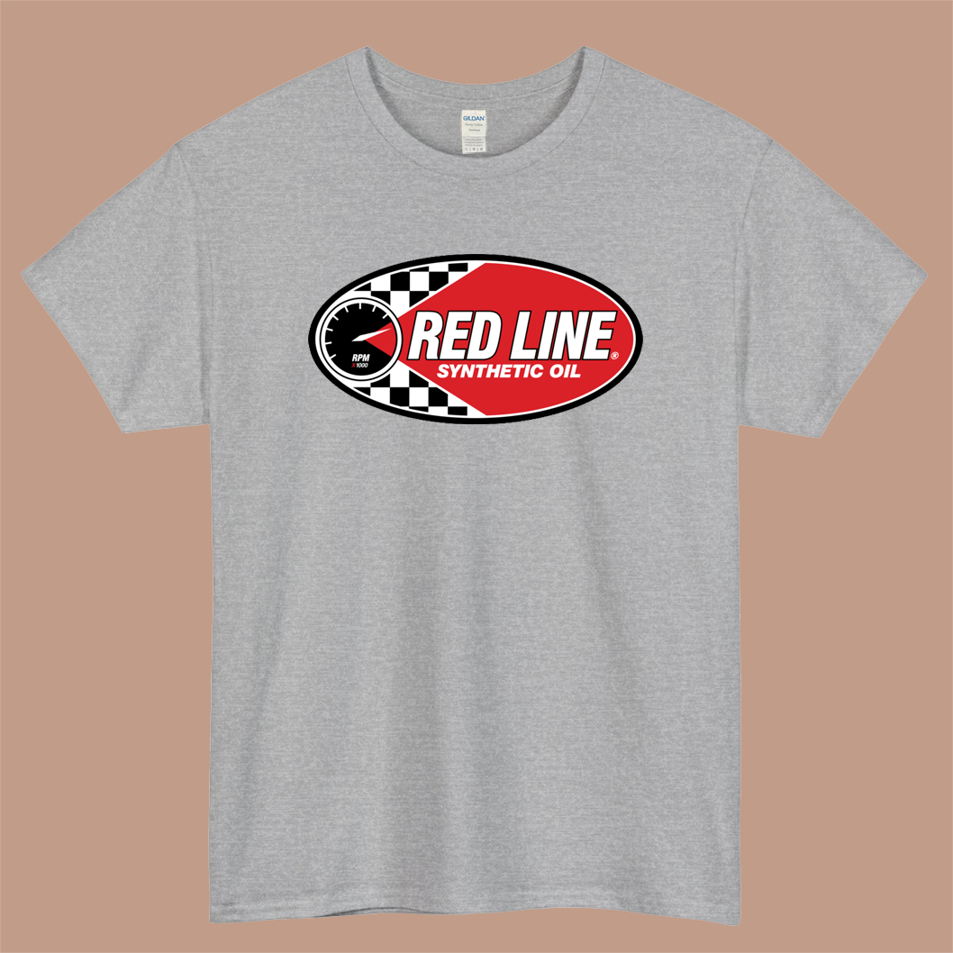 RedLine Synthetic Oil Logo Mens Unisex Short Sleeve Gray T-Shirt Size S-3XL