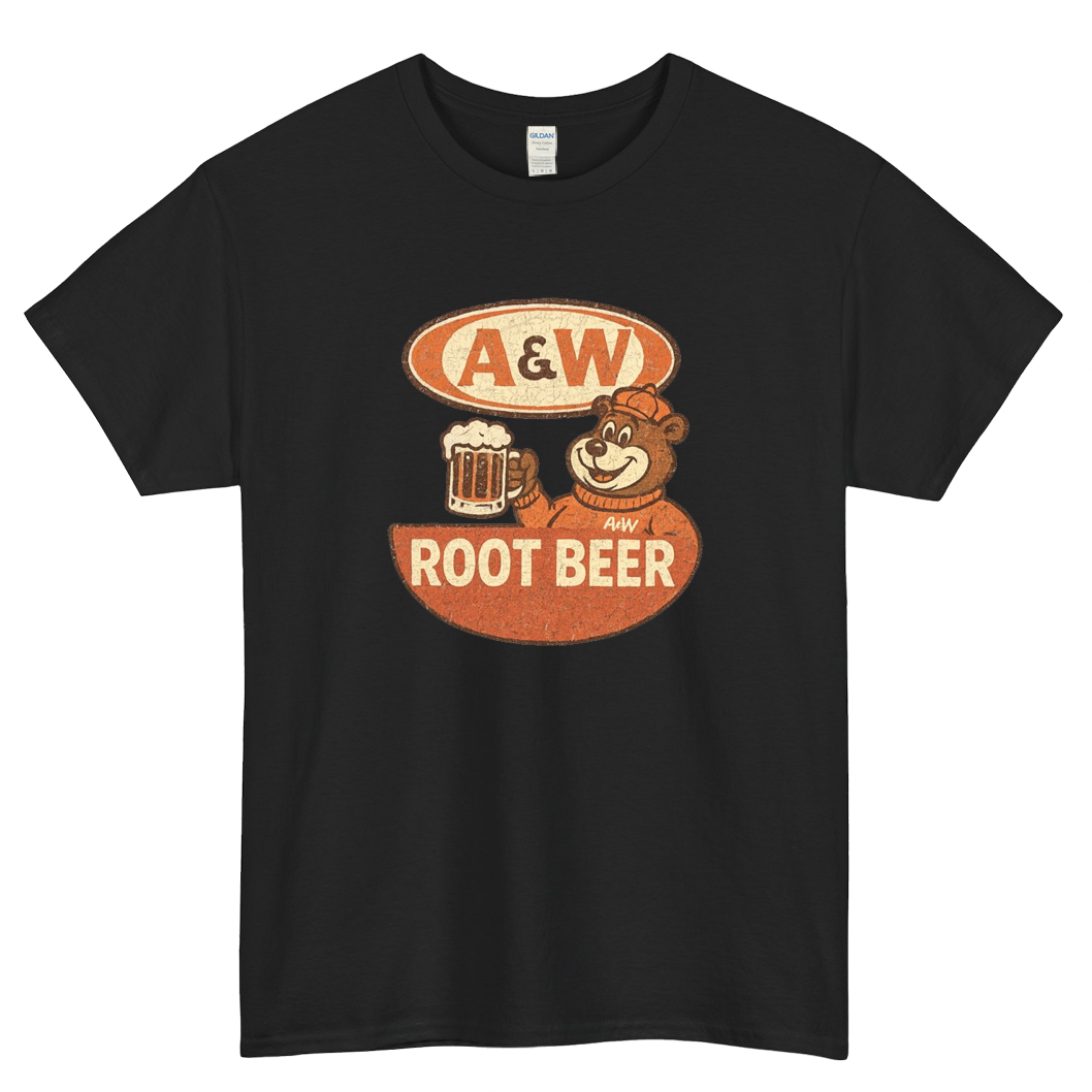 Retro A&W Root Beer Bear Logo Mens Unisex Short Sleeve T-Shirt Size S-3XL - P