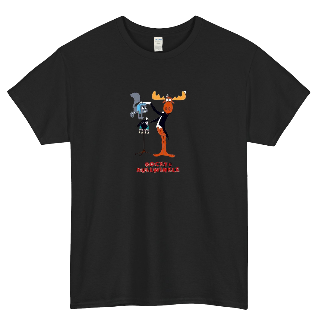 Rocky and Bullwinkle Retro Cartoon logo SHORT SLEEVE T SHIRT -P