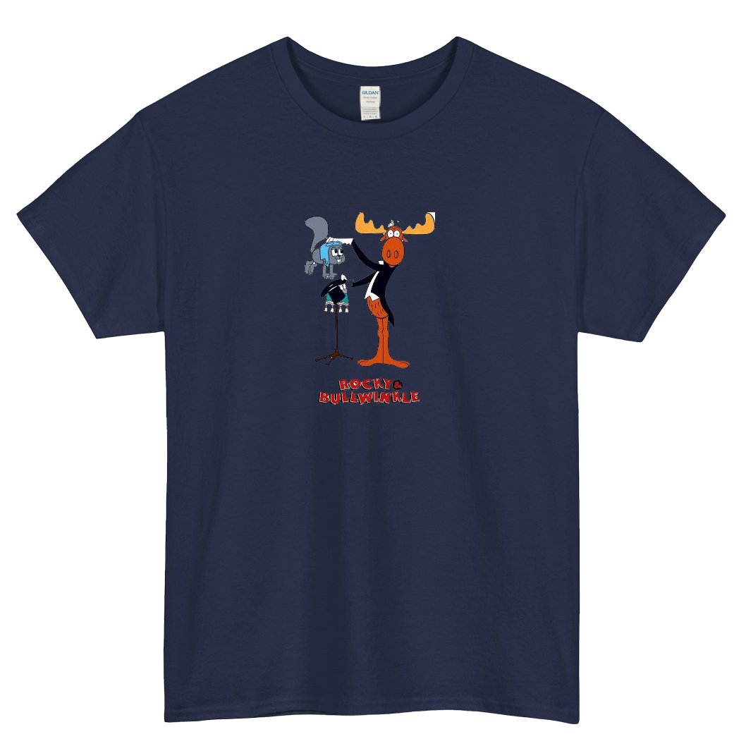 Rocky and Bullwinkle Retro Cartoon logo SHORT SLEEVE T SHIRT -P
