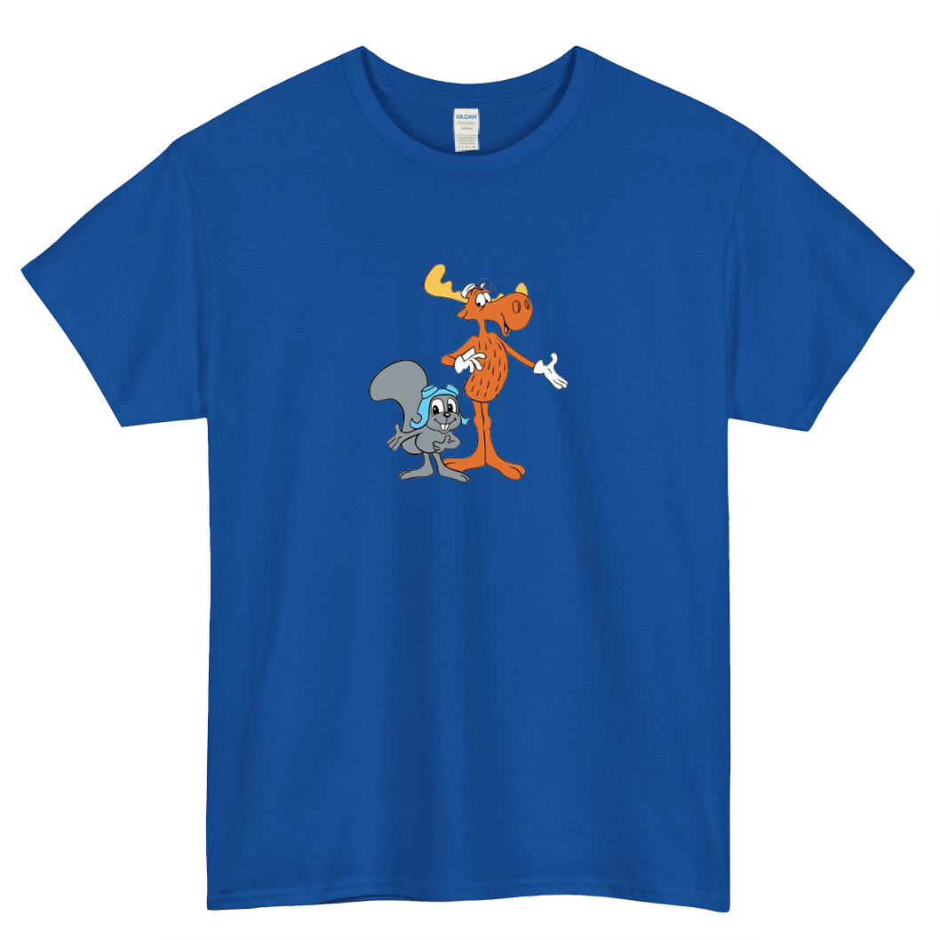 Rocky and Bullwinkle Retro Crtoon Character Short Sleeve T-Shirt Size S-3XL -P