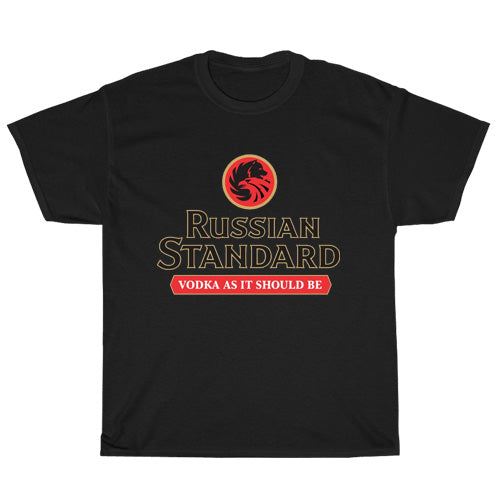 Russian Standard Vodka Hunting Logo Mens Unisex Short Sleeve Black T-Shirt Size S-3XL