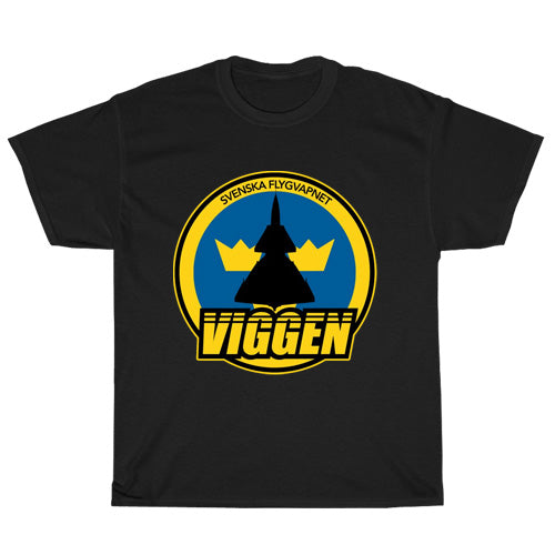 SAAB Viggen Badge Logo Mens Unisex Short Sleeve Black T-Shirt Size S-3X