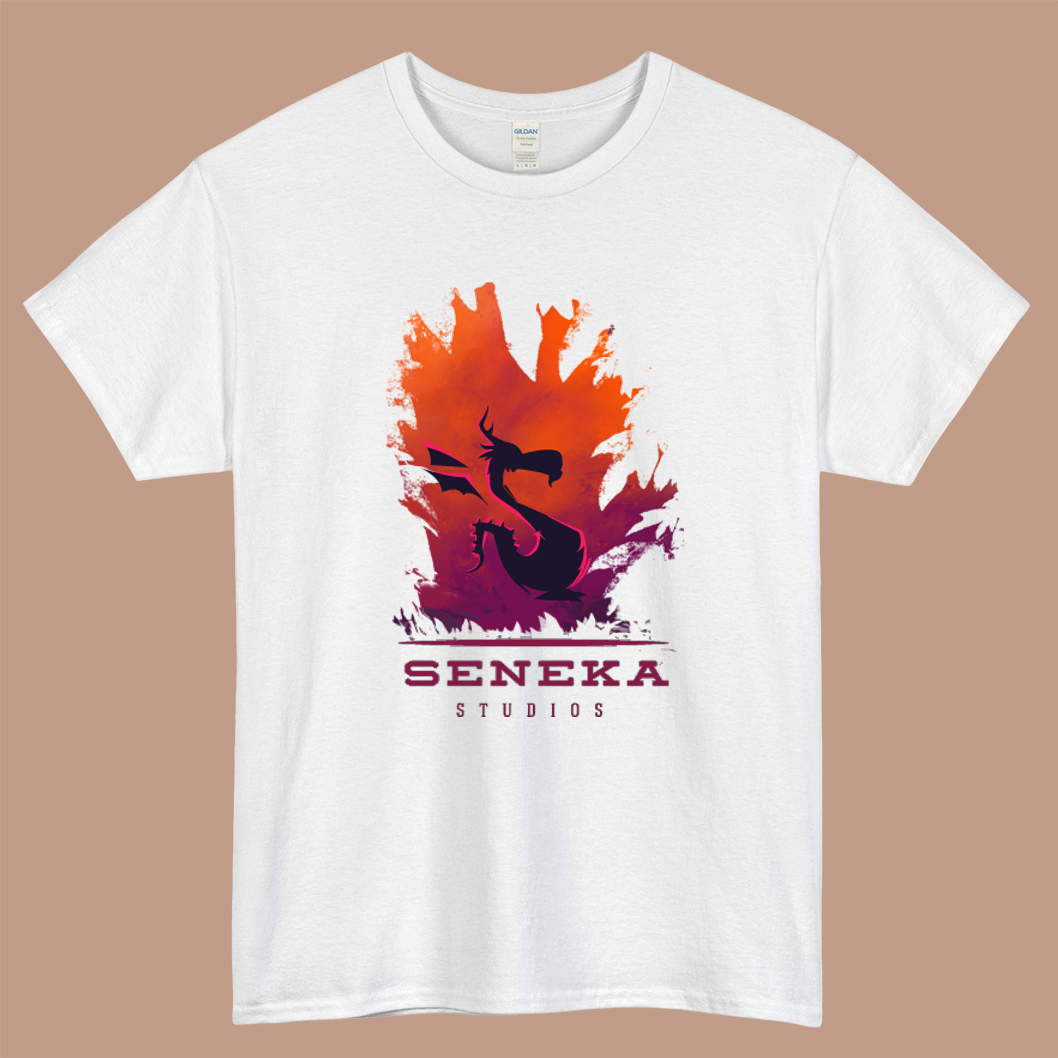 SENEKA Studios Logo Mens Unisex Short Sleeve White T-Shirt Size S-3XL