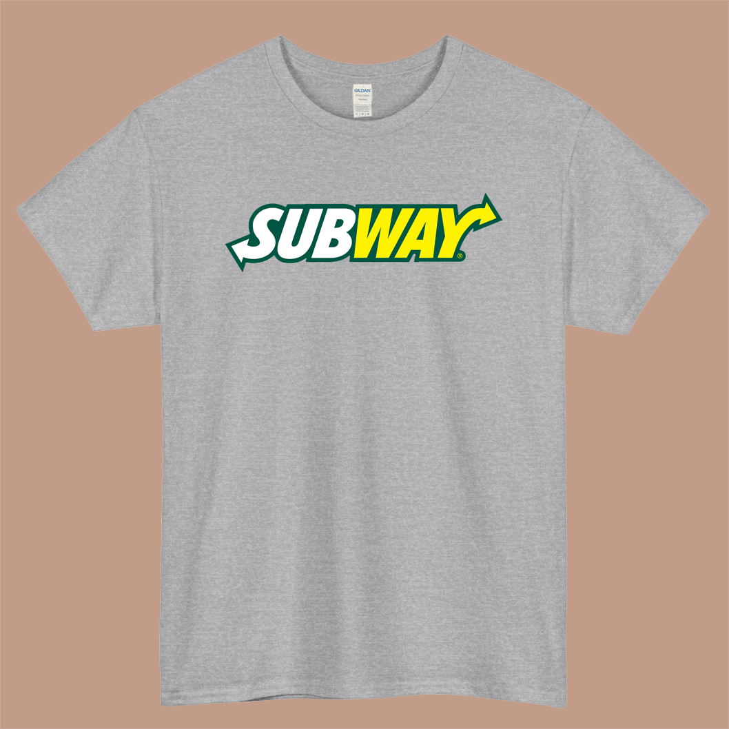SUBWAY Logo Mens Unisex Short Sleeve Gray T-Shirt Size S-3XL