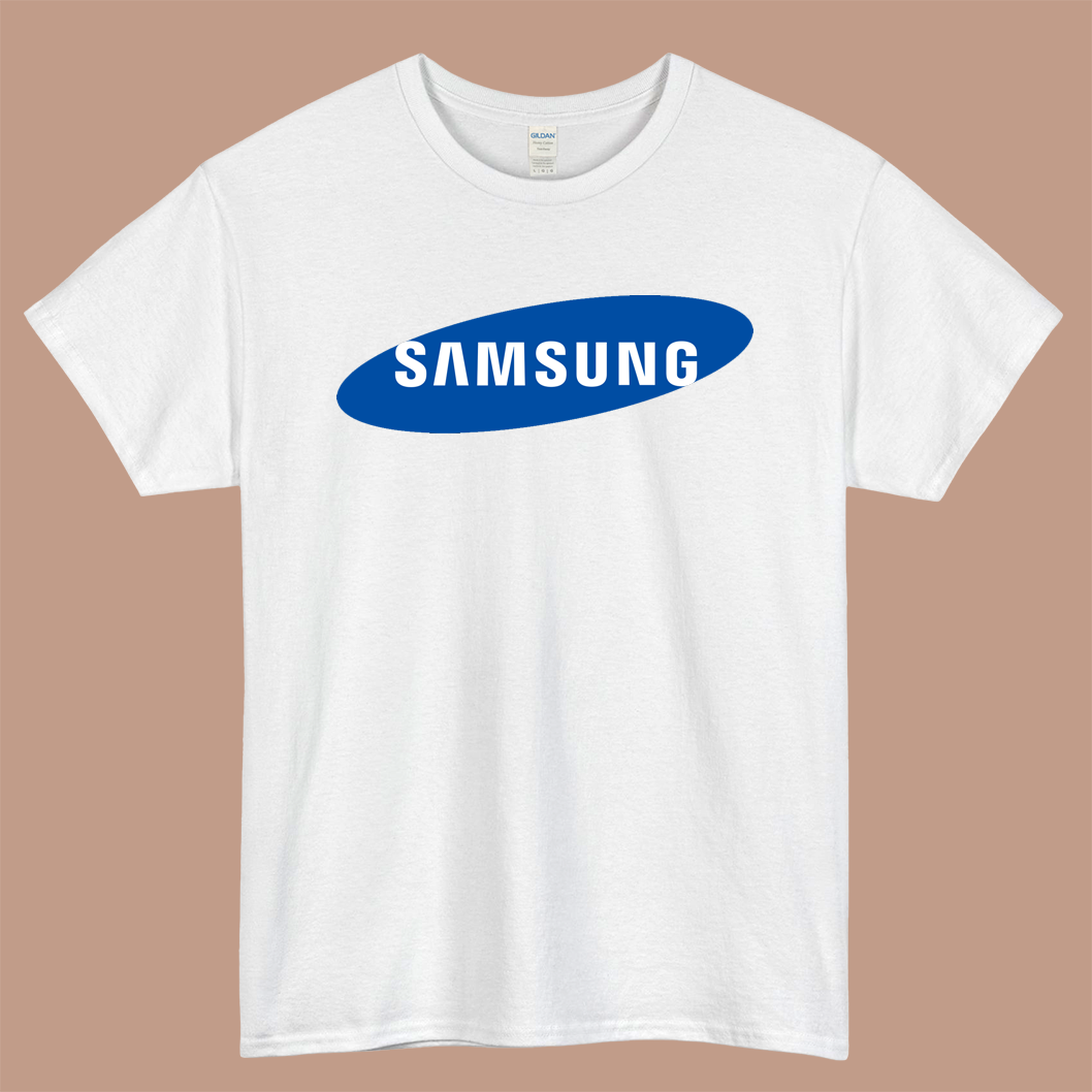 Samsung Logo Mens Unisex Short Sleeve White T-Shirt Size S-3XL