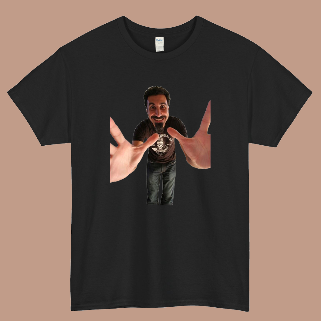 Serj Tankian Pose SOAD Logo Mens Unisex Short Sleeve Black T-Shirt Size S-3XL