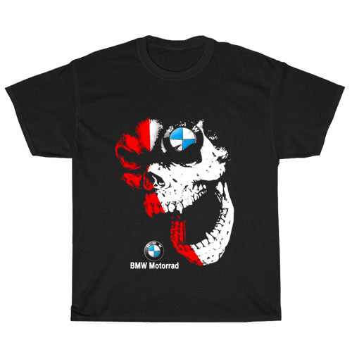 Skull Red White With Bmw Motorrad T Shirt S-3XL