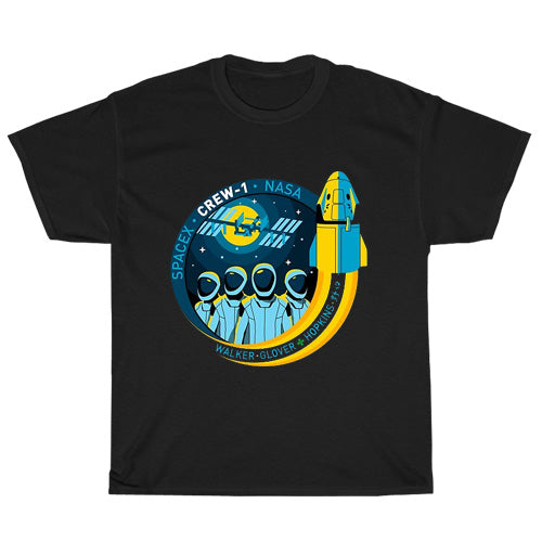 SpaceX Logo with Crew Dragon Spaceship Logo Men's Unisex T Shirt Size S to 3XL
