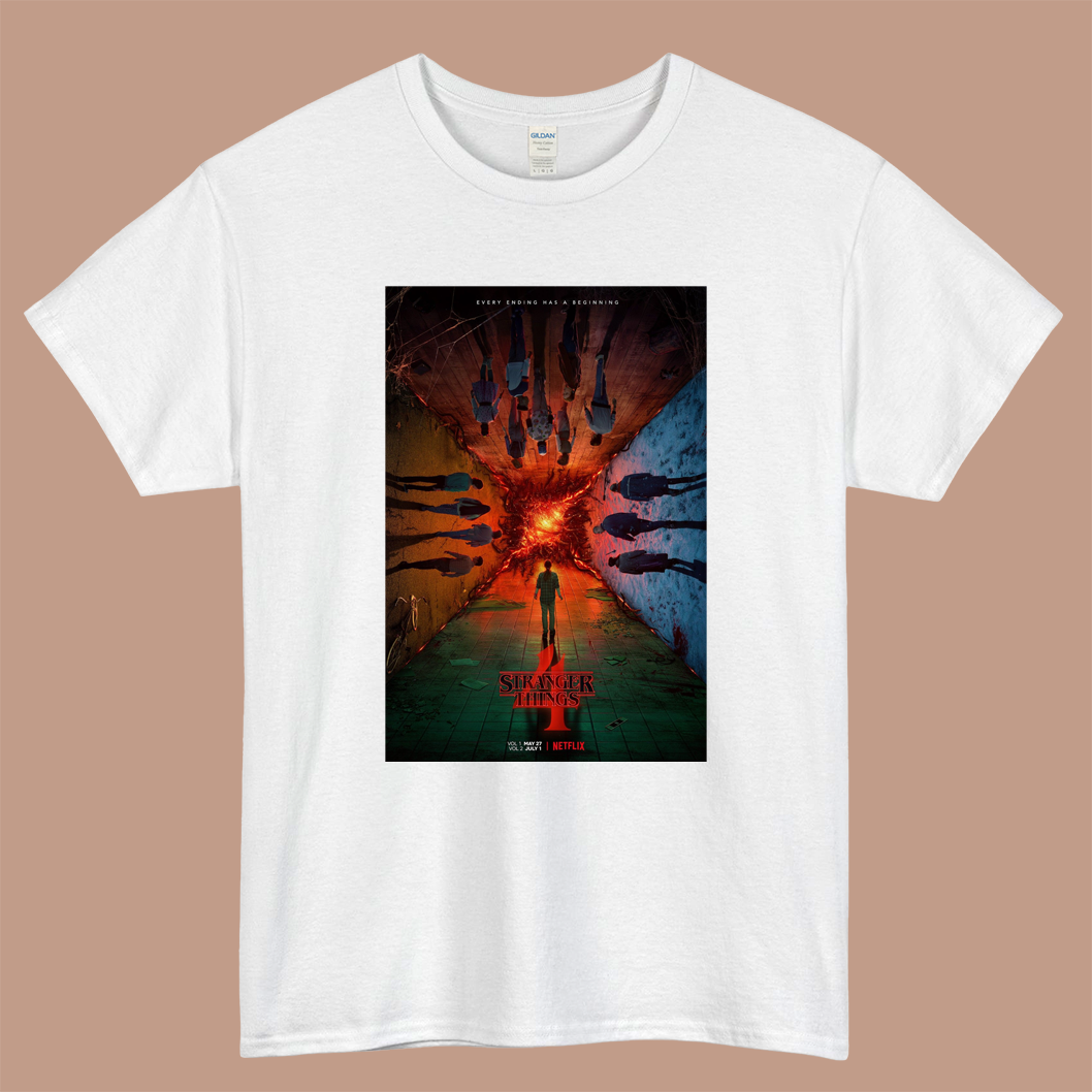 Stranger Things season 4 Logo Mens Unisex Short Sleeve White T-Shirt Size S-3XL