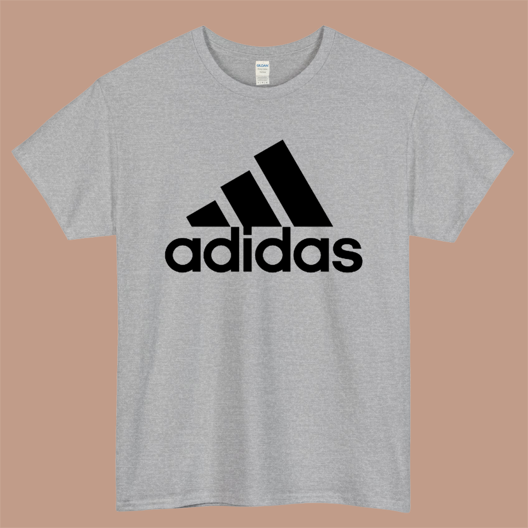 The Adidas Logo Mens Unisex Short Sleeve Gray T-Shirt Size S-3XL