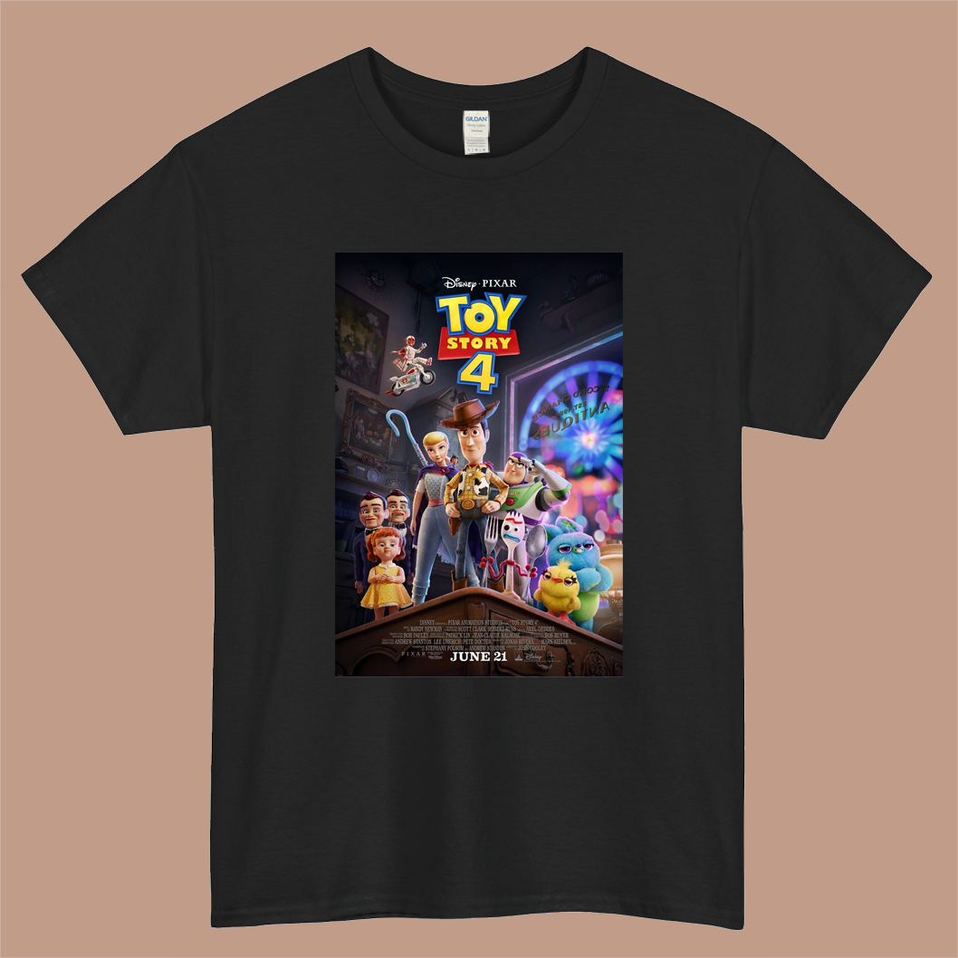 Toy Story 4 Movie Logo Mens Unisex Short Sleeve Black T-Shirt Size S-3XL