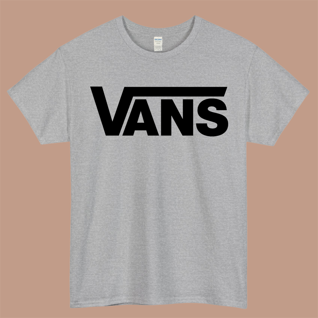 Vans Logo Mens Unisex Short Sleeve Gray T-Shirt Size S-3XL