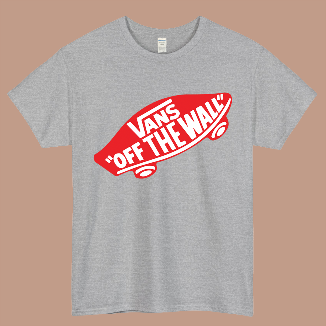 Vans Off The Wall Logo Mens Unisex Short Sleeve Gray T-Shirt Size S-3XL