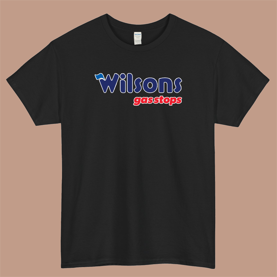 WILSON Gas Stop Logo Mens Unisex Short Sleeve Black T-Shirt Size S-3XL