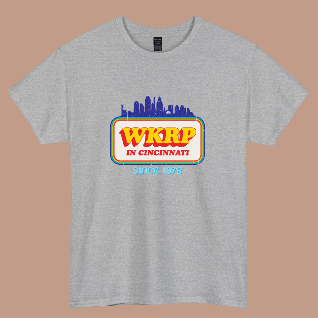 WKRP in Cincinnati skyline logo short sleeve t shirt S-5XL - P