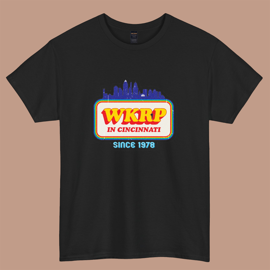 WKRP in Cincinnati skyline logo short sleeve t shirt S-5XL - P