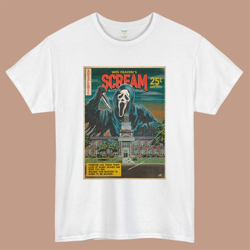 We Craven's Scream Poster Logo Mens Unisex Short Sleeve White T-Shirt Size S-3XL