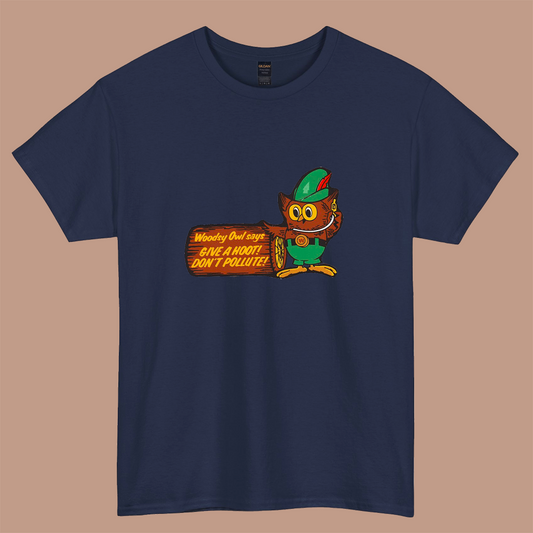 Woodsy Owl says Give a Hoot Dog logo short sleeve t shirt S-5XL - P