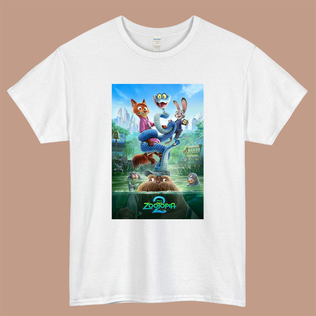 Zootopia Movie 2 Logo Mens Unisex Short Sleeve White T-Shirt Size S-3XL