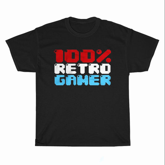 100 Retro Gamer Logo Unisex Men's T Shirt Size S to 3XL