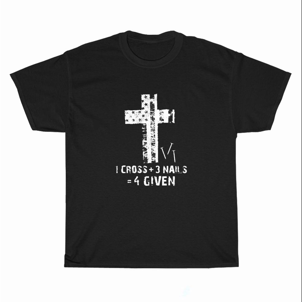 Cross 3 Nails Forgiven Christian Easter Logo Unisex Men's T Shirt Size S to 3XL