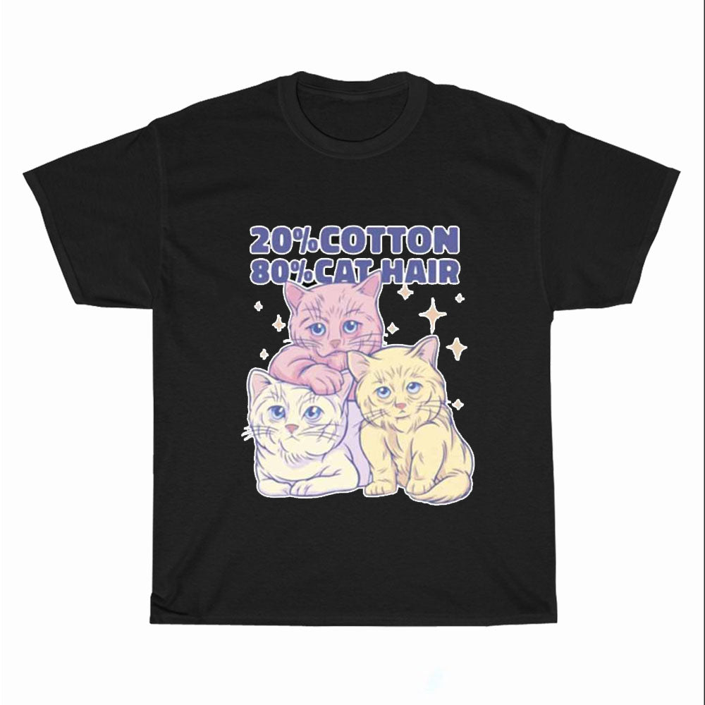 Percent Cotton 80 Percent Cat Hair Logo Unisex Men's T Shirt Size S to 3XL