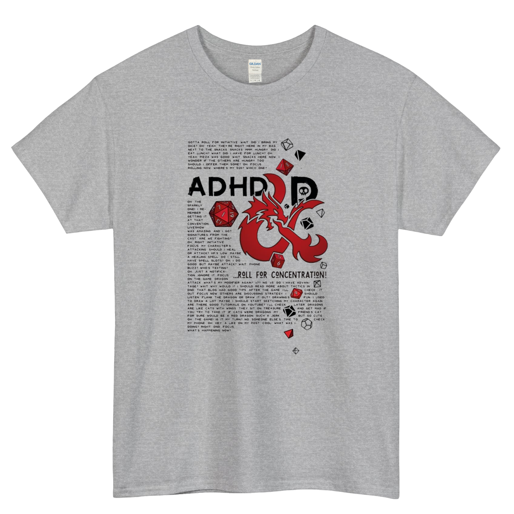 ADHD&D-Roll for concentration Mens Unisex T-Shirt Size S-3XL - P