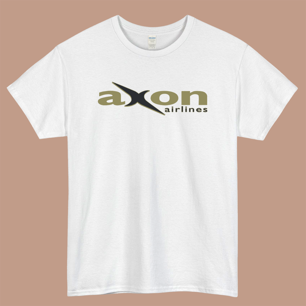 AXON Airline Logo Mens Unisex Short Sleeve White T-Shirt Size S-3XL