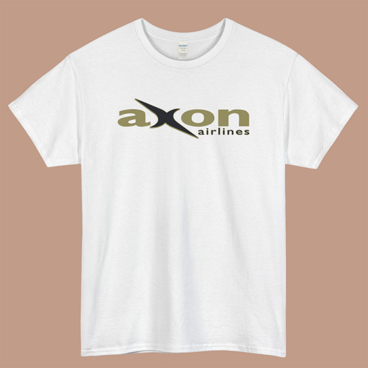 AXON Airline Logo Mens Unisex Short Sleeve White T-Shirt Size S-3XL