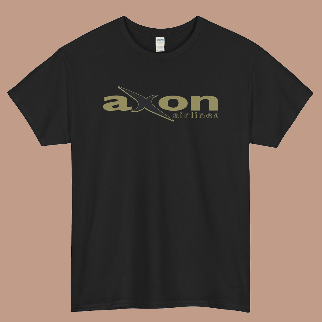 AXON Airline Logo Mens Unisex Short Sleeve Black T-Shirt Size S-3XL