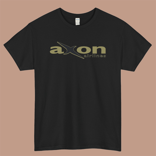 AXON Airline Logo Mens Unisex Short Sleeve Black T-Shirt Size S-3XL