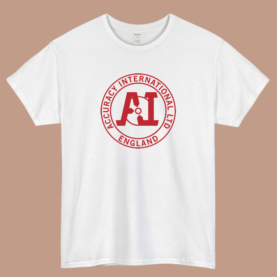 Accuracy International Guns Firearms red Logo Mens Unisex Short Sleeve T-Shirt Size S-3XL - P