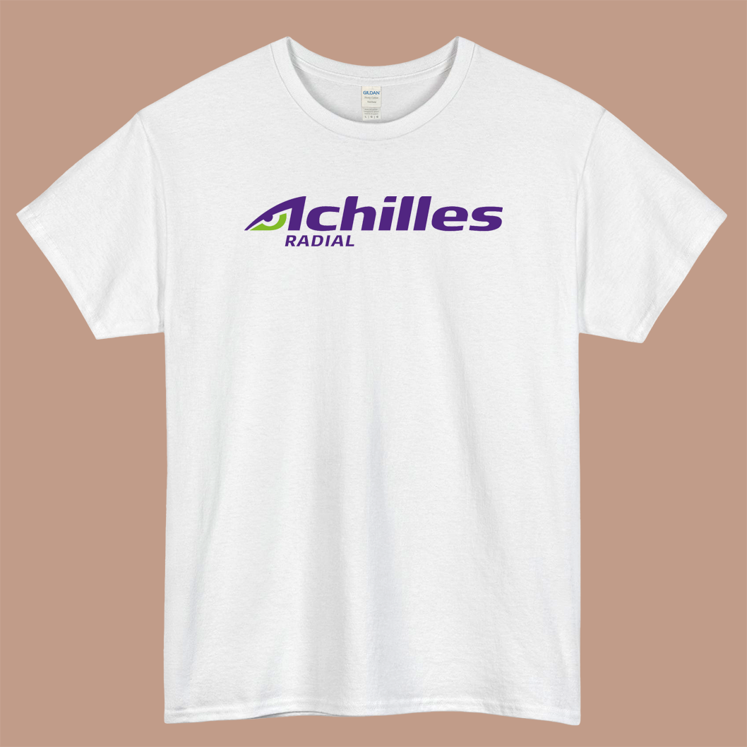 Achilles Radial Logo Mens Unisex Short Sleeve White T-Shirt Size S-3XL