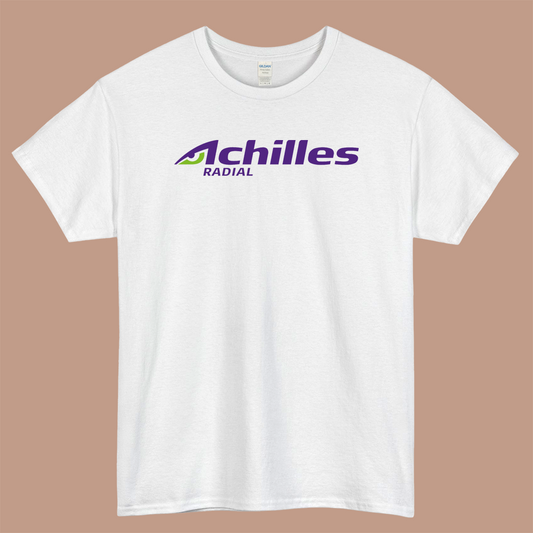 Achilles Radial Logo Mens Unisex Short Sleeve White T-Shirt Size S-3XL