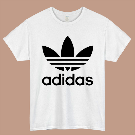 Adidas Logo Mens Unisex Short Sleeve White T-Shirt Size S-3XL